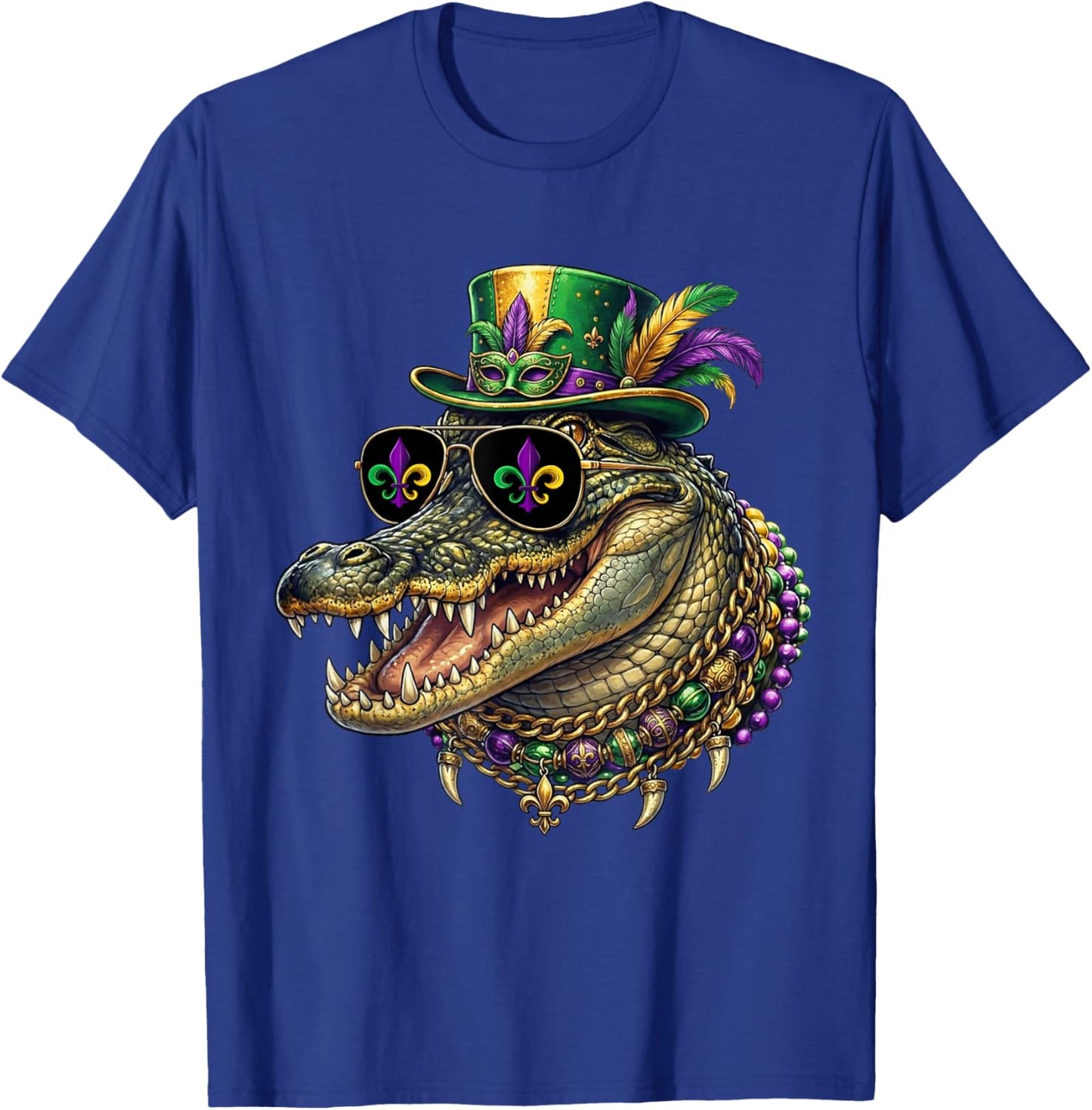 Mardigator Mardi Gras Alligator Costume Funny Mardi Gras T-Shirt - T-Shirt | Royal