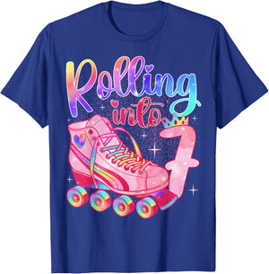 Rolling Into 7 Years. Lets Roll I'm Turning 7 Roller Skates T-Shirt - T-Shirt | Royal