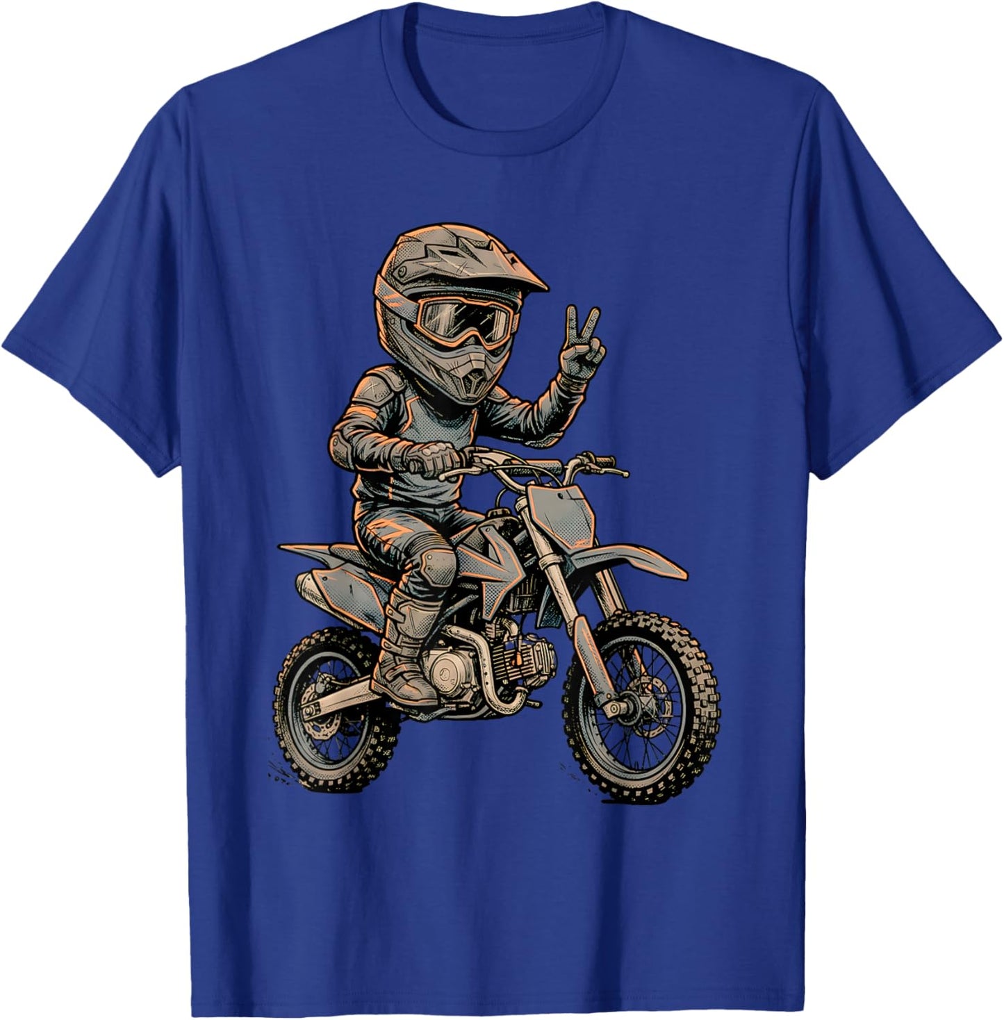 Dirt Bike Art Rider Motocross Motorcycle Dirtbike Boys Kids T-Shirt - T-Shirt | Royal