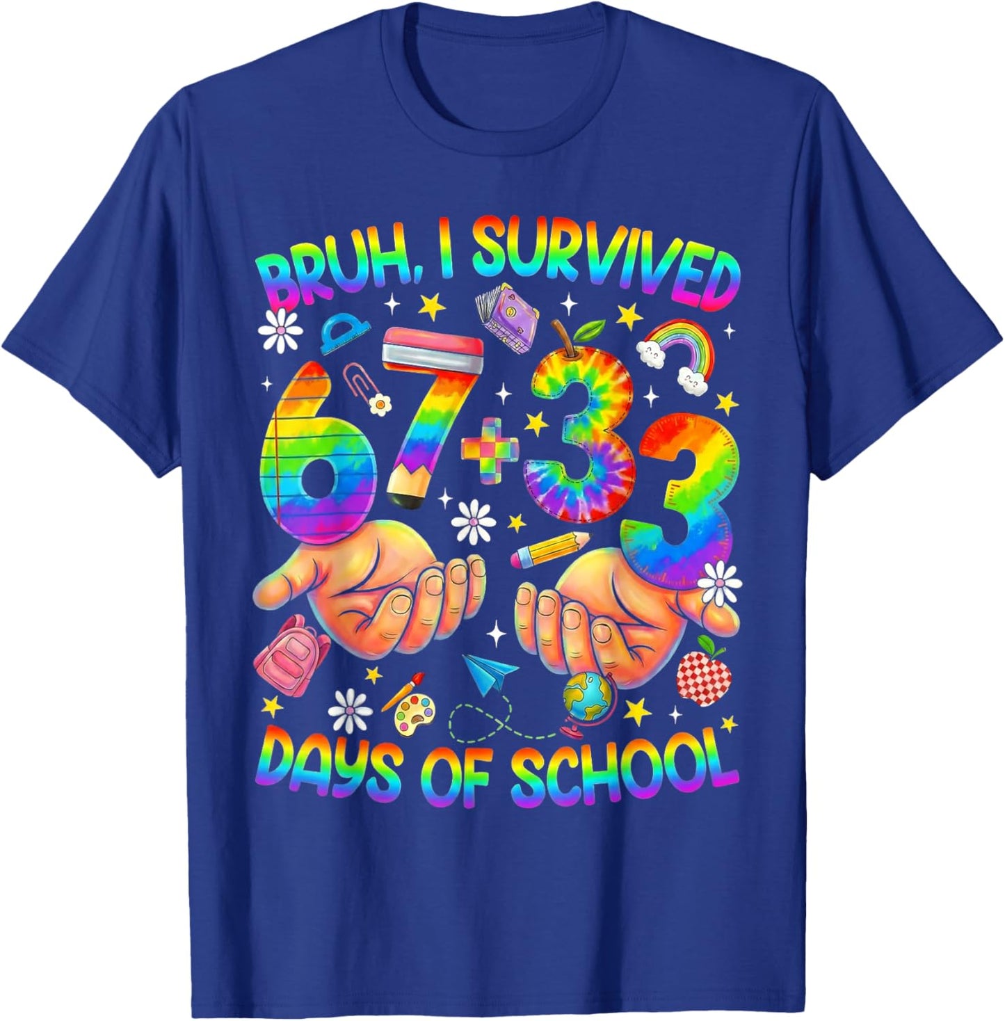 Bruh Its My 67 33 Days of School Funny Boys Kids 100th Day T-Shirt - T-Shirt | Royal