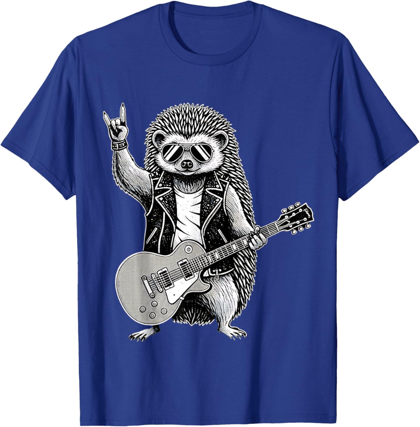 Funny Rock Music Band Hedgehog Playing Guitar Retro Graphic T-Shirt - T-Shirt | Royal
