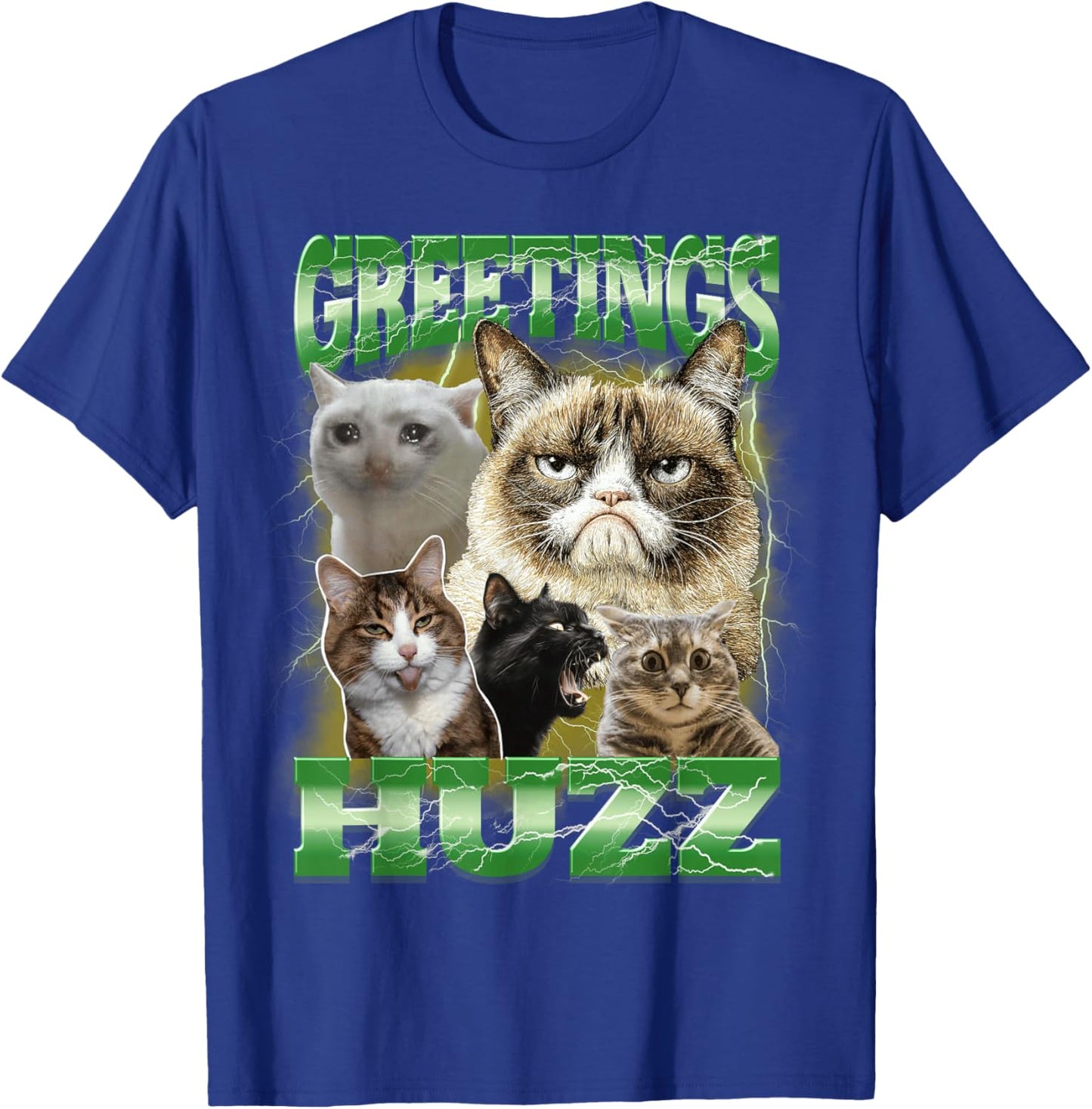 Greetings Huzz Bootleg Cringe CAT Meme Weird Stupid Cats T-Shirt - T-Shirt | Royal