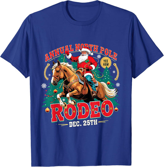 Annual North Pole Rodeo Christmas Cowboy Design T-Shirt - T-Shirt | Royal