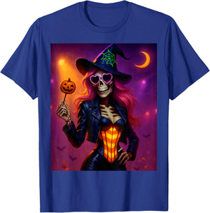 Skeleton Witch Halloween T-Shirt - T-Shirt | Royal