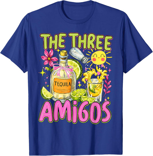 The Three Amigos Cinco De Mayo Tequila Pink Bow Girls Trip T-Shirt - T-Shirt | Royal