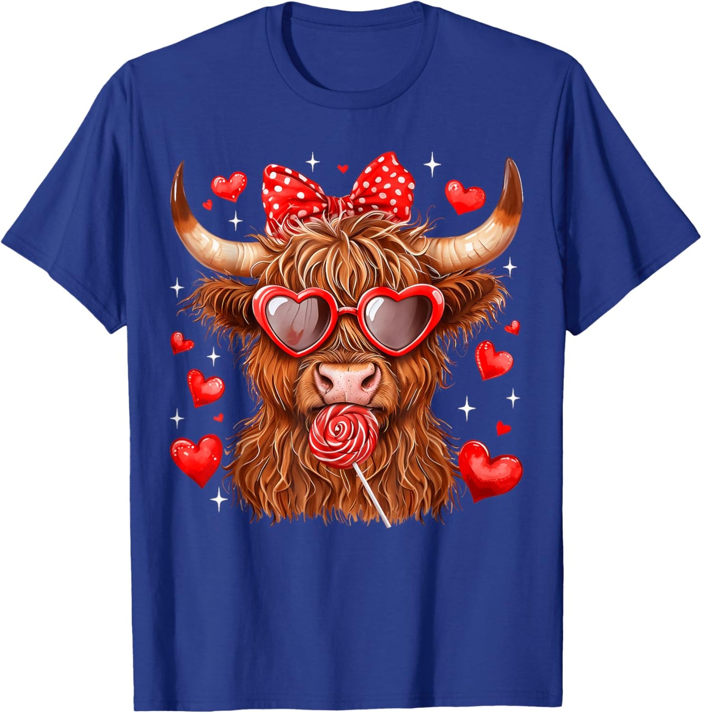 Highland Cow Heifer Western Valentine T-Shirt - T-Shirt | Royal
