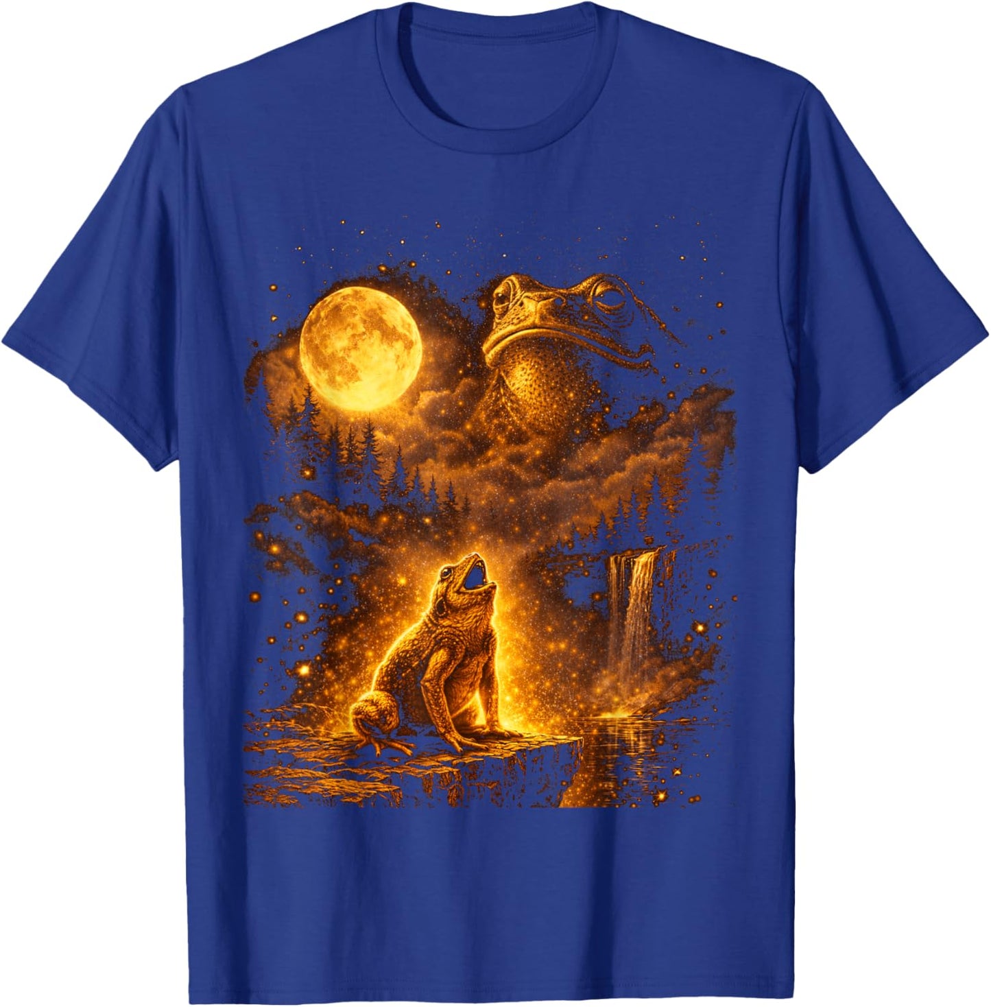 Vintage Moonlight Animal Funny Frog Howling at The Moon T-Shirt - T-Shirt | Royal