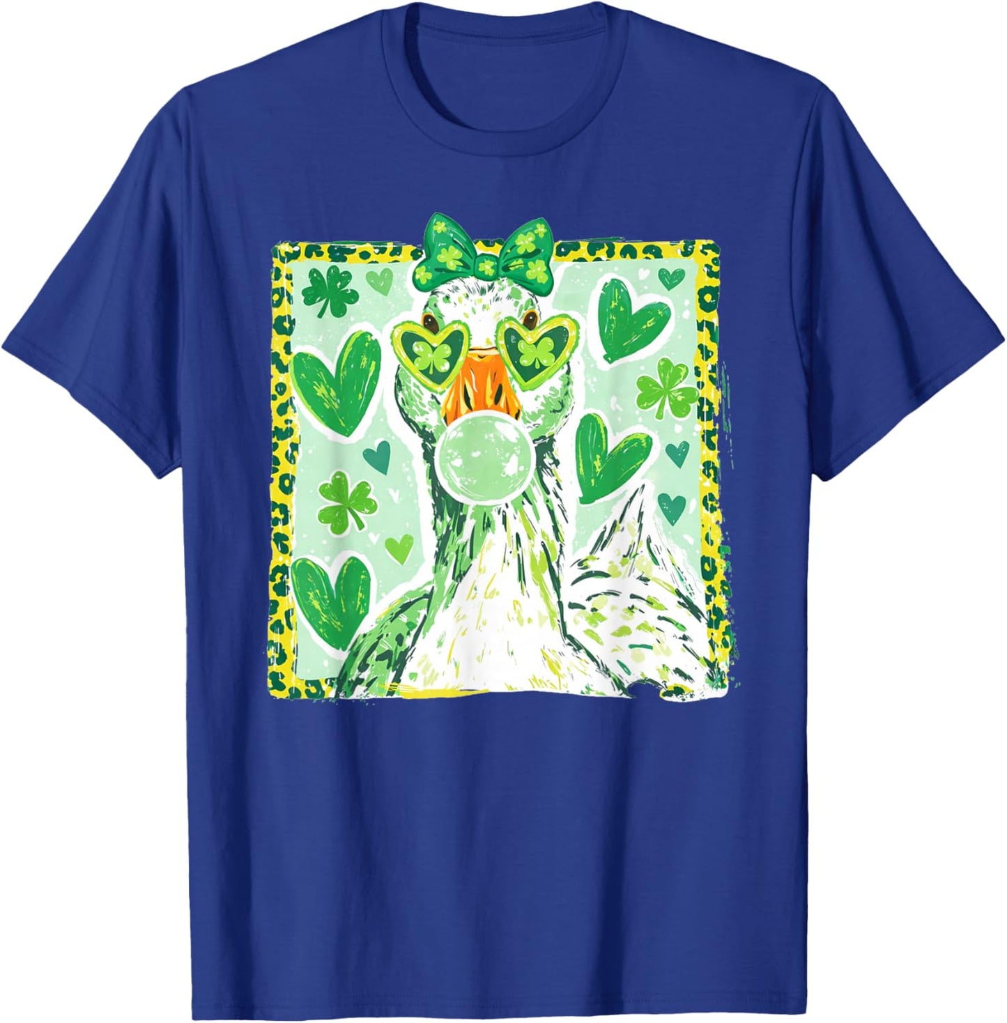 Leopard Coquette Goose Blowing Bubble Gum St Patrick’s Day T-Shirt - T-Shirt | Royal