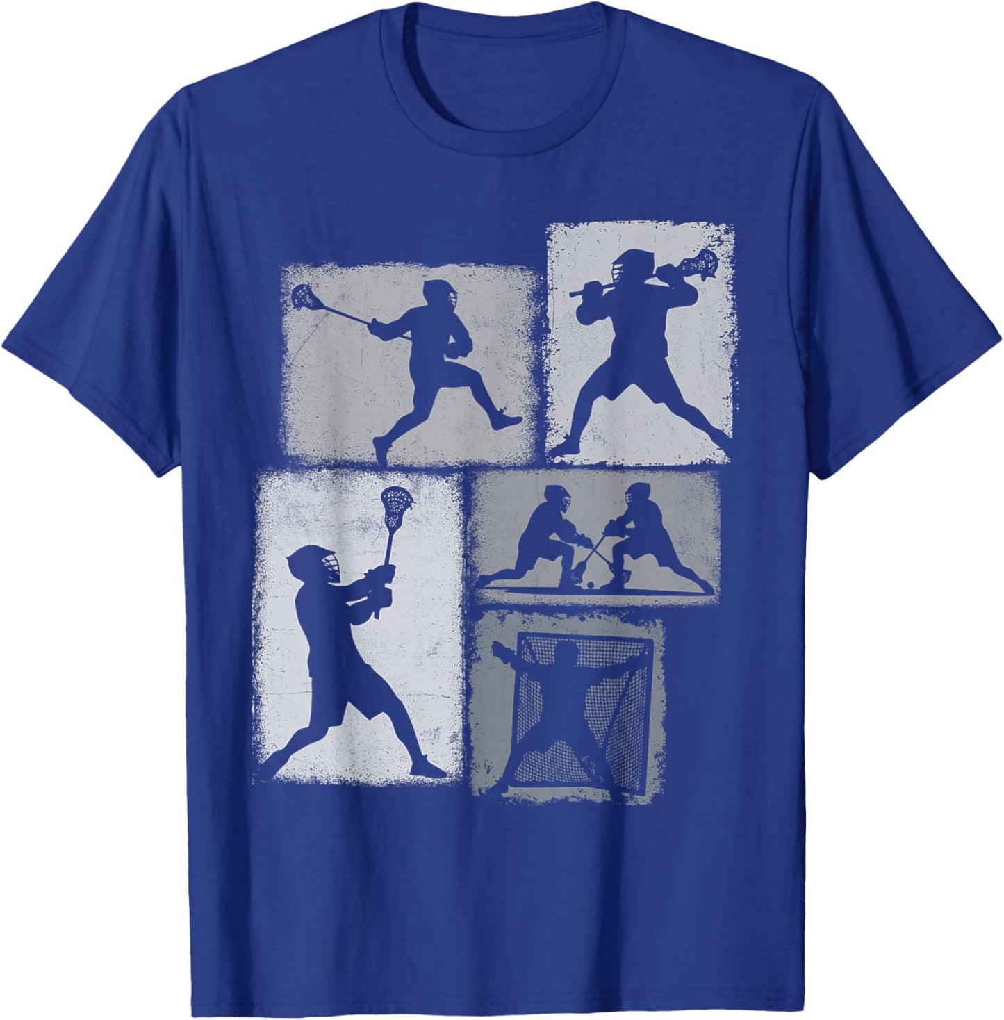 Lacrosse Player Collage Men Kids Coach Youth Boys T-Shirt - T-Shirt | Royal