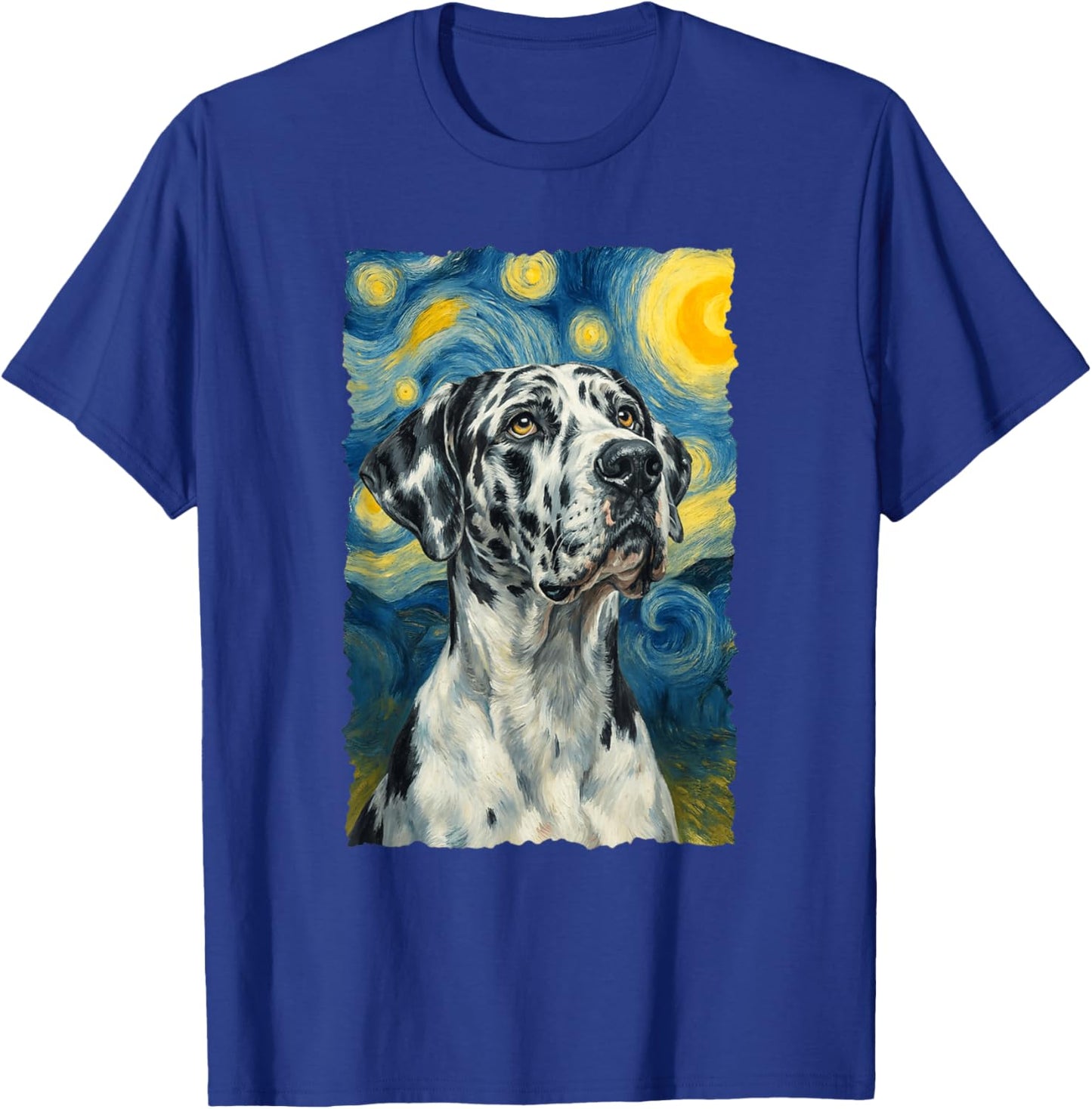 Harlequin Great Dane Van Gogh T-Shirt - T-Shirt | Royal