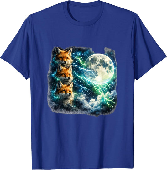 Mystical Foxes Under The Moonlight Art T-Shirt - T-Shirt | Royal