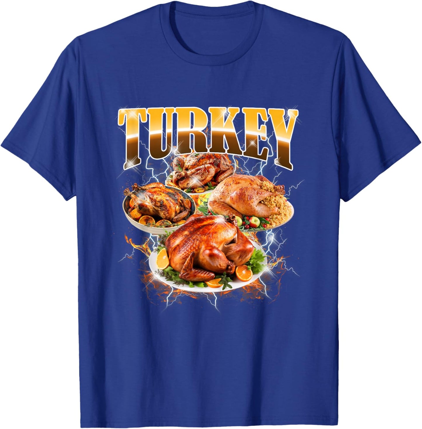 Thanksgiving Turkey Bootleg 90's Rap Rock Vintage Funny T-Shirt - T-Shirt | Royal
