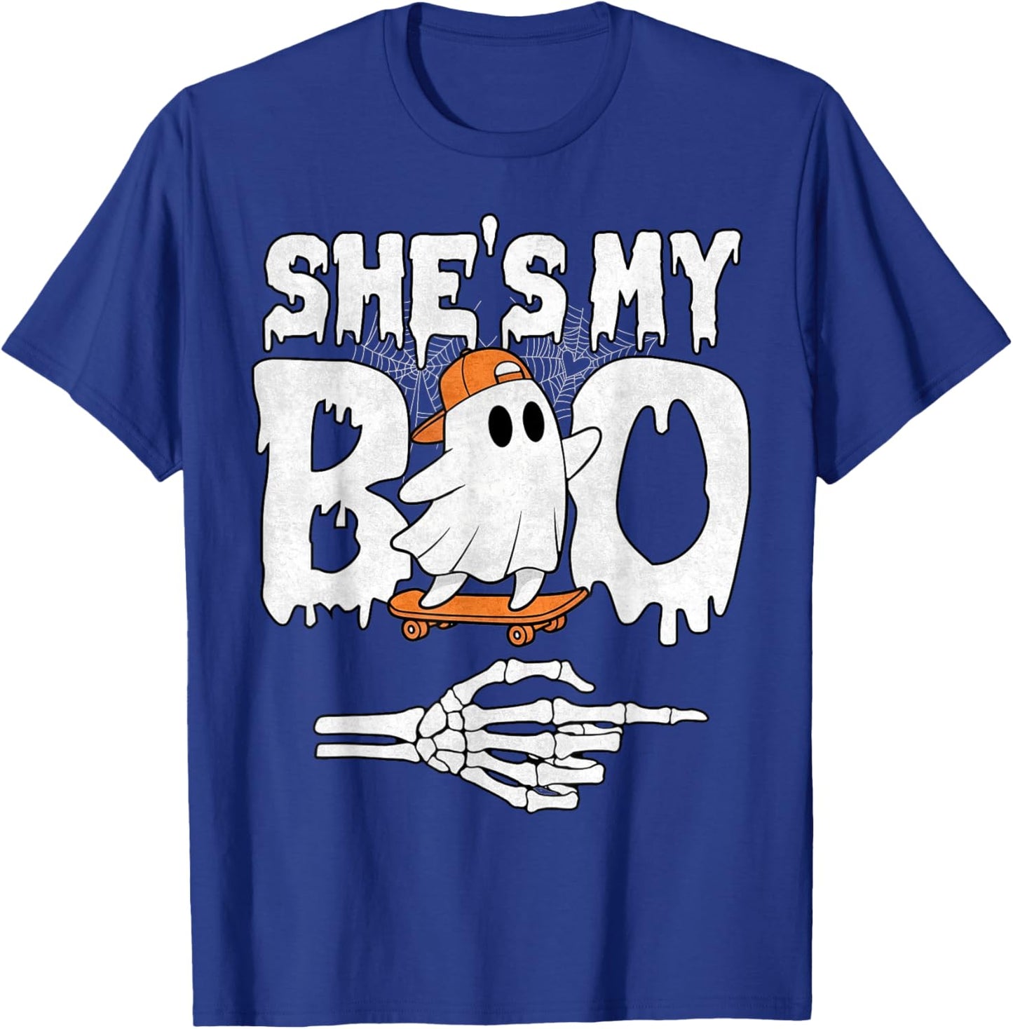 She's My Boo Couple Matching Halloween Skateboard Cool Ghost T-Shirt - T-Shirt | Royal