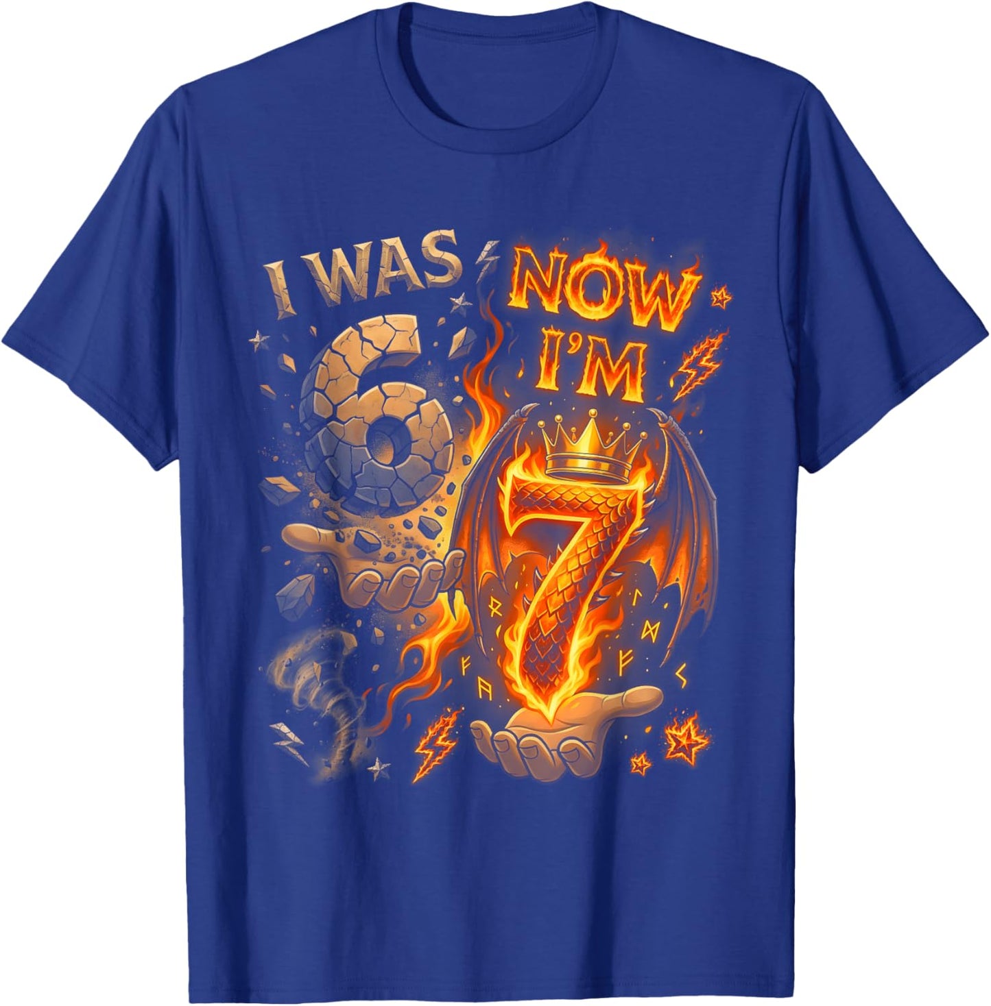 I was 6 Now I'm 7 7th Birthday 6 7 Birthday Boys T-Shirt - T-Shirt | Royal