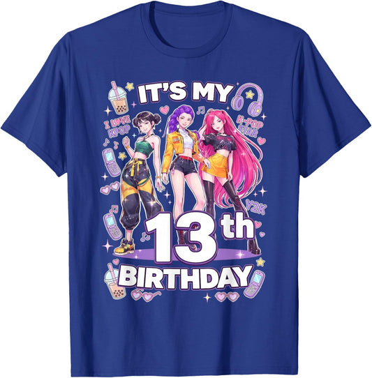 13th Birthday 13 Year Old Girl Korean Pop K-pop Bday Party T-Shirt - T-Shirt | Royal