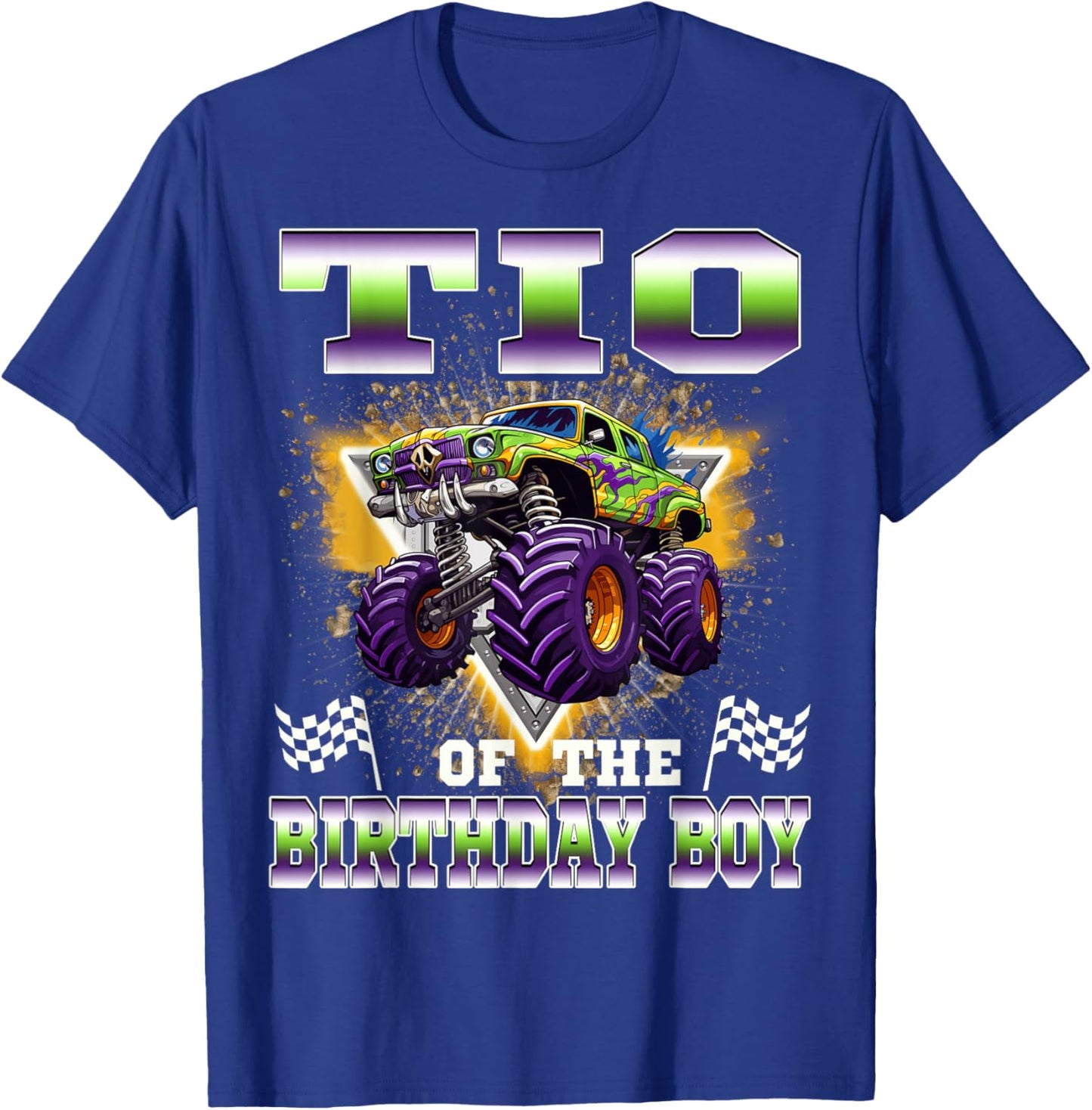 TIO of The Birthday Boy Monster Truck Birthday Family T-Shirt - T-Shirt | Royal