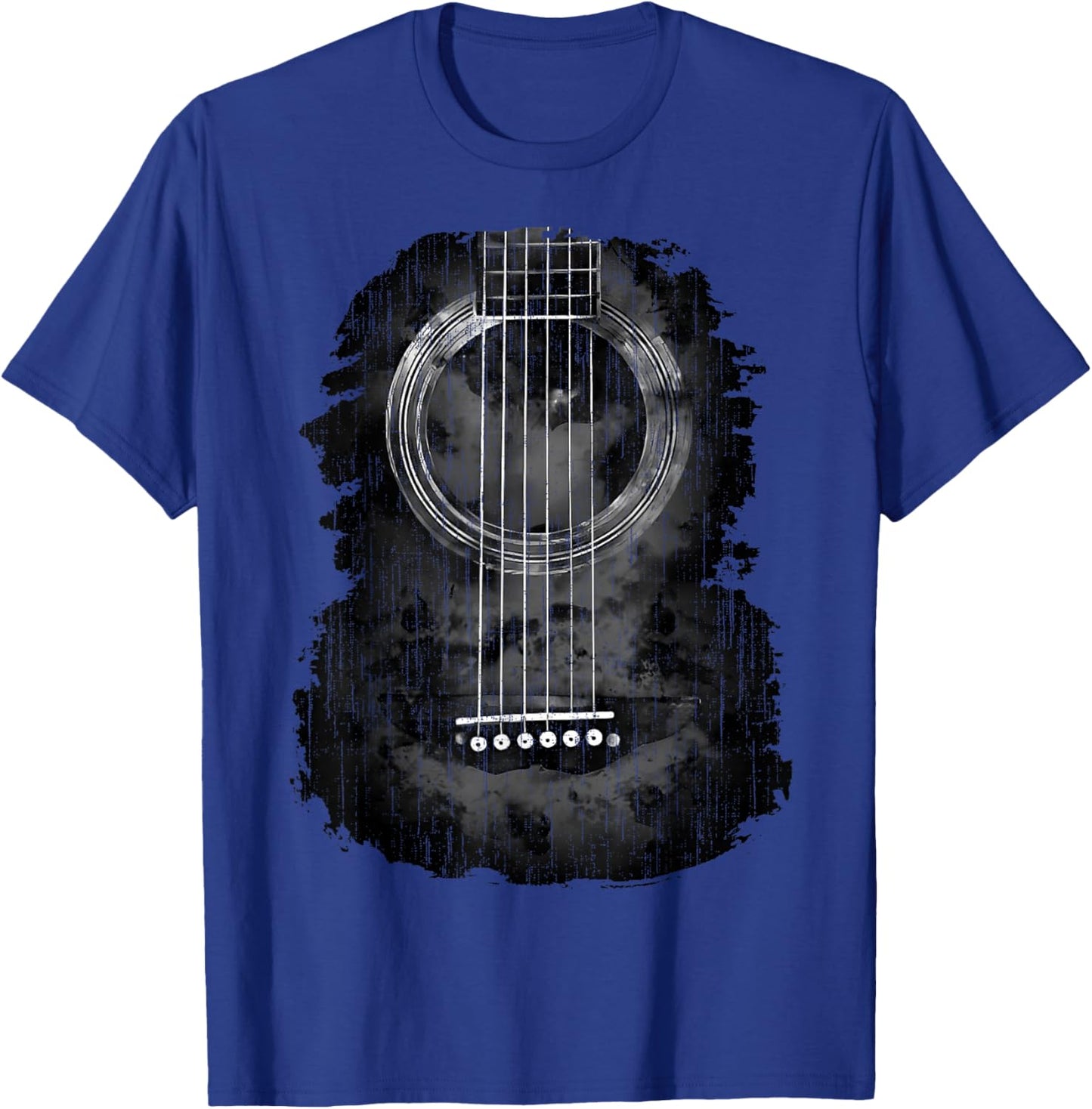 Distressed Acoustic Guitar Vintage Rock & Roll Music Lover T-Shirt - T-Shirt | Royal
