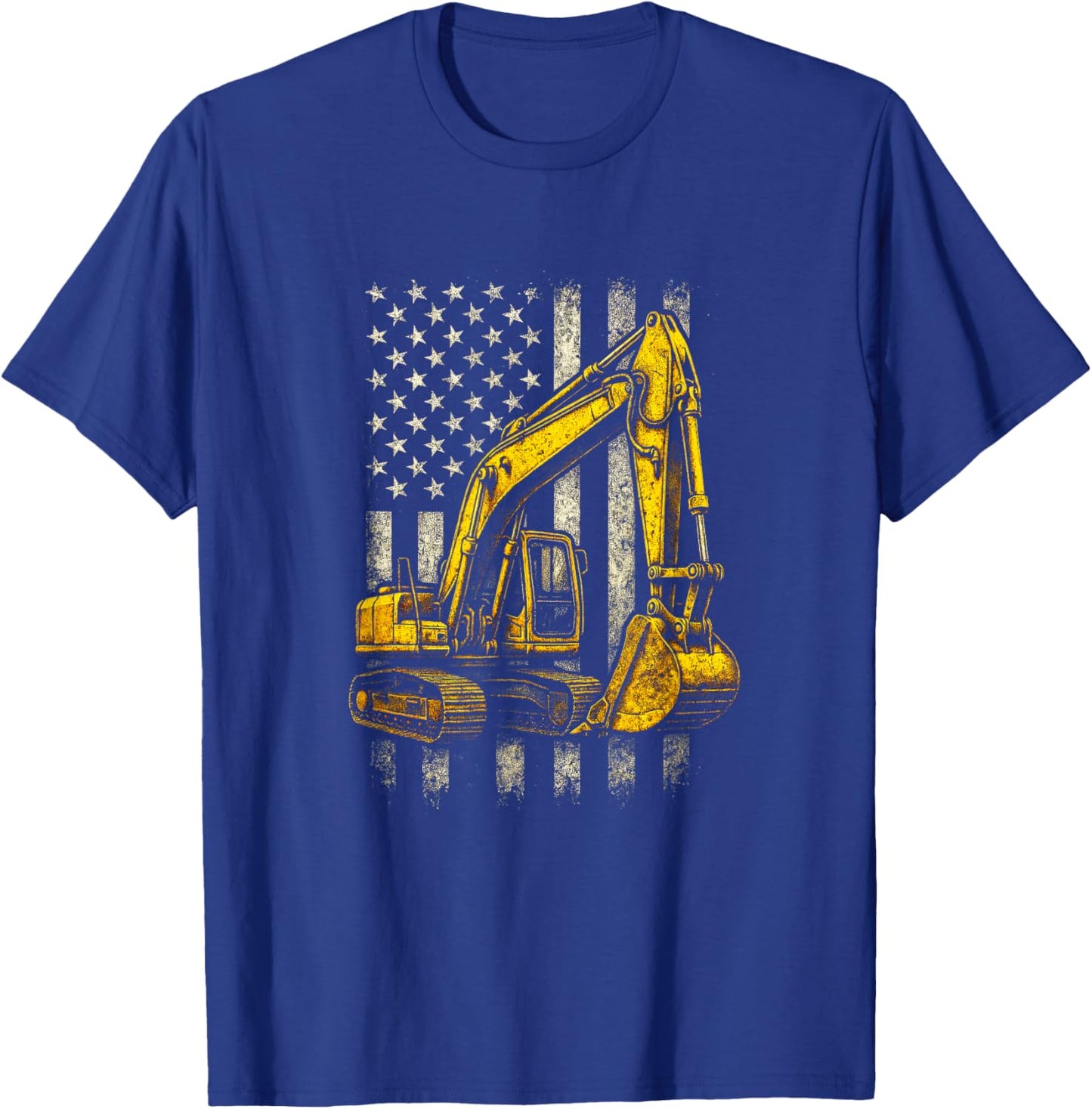 Excavator Flag - Funny Construction Operator T-Shirt - T-Shirt | Royal