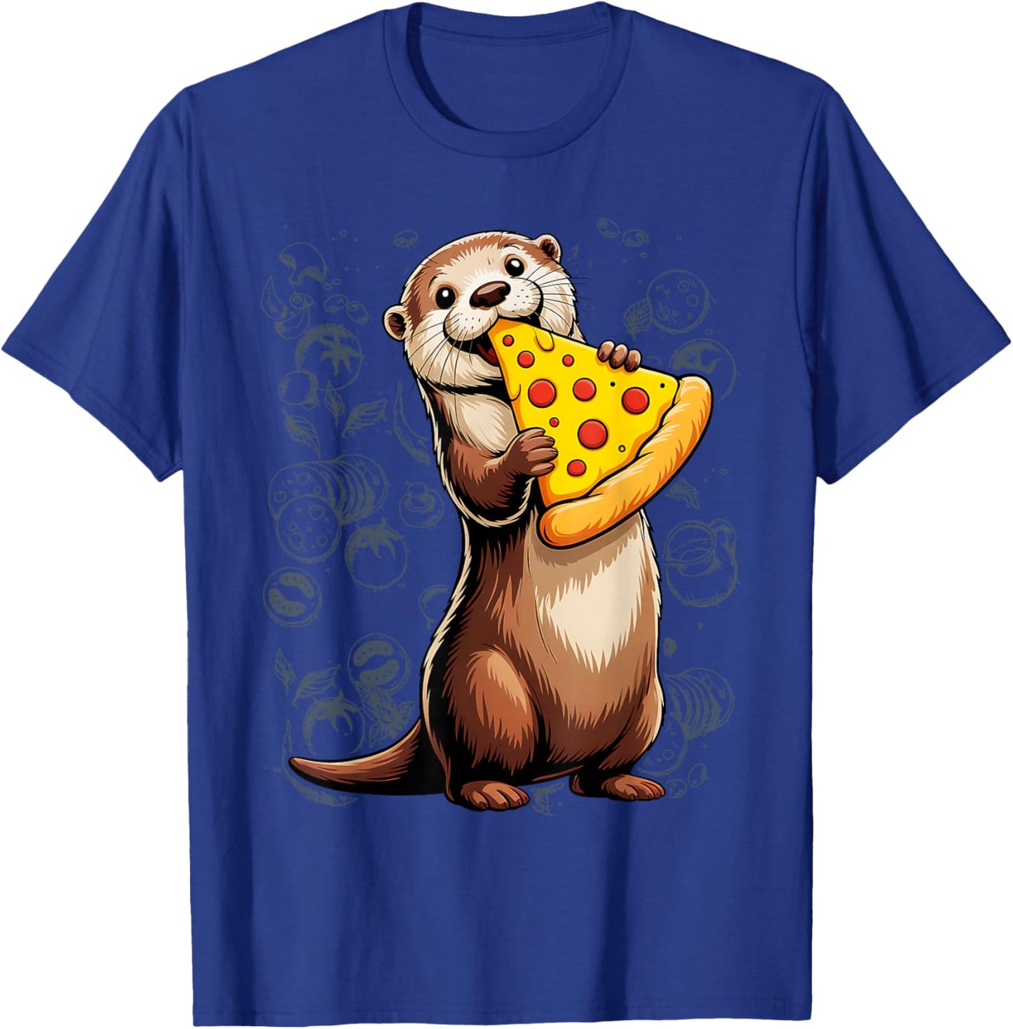 Sea Otter Eating Pizza Funny Animal Snack Food Lover T-Shirt - T-Shirt | Royal