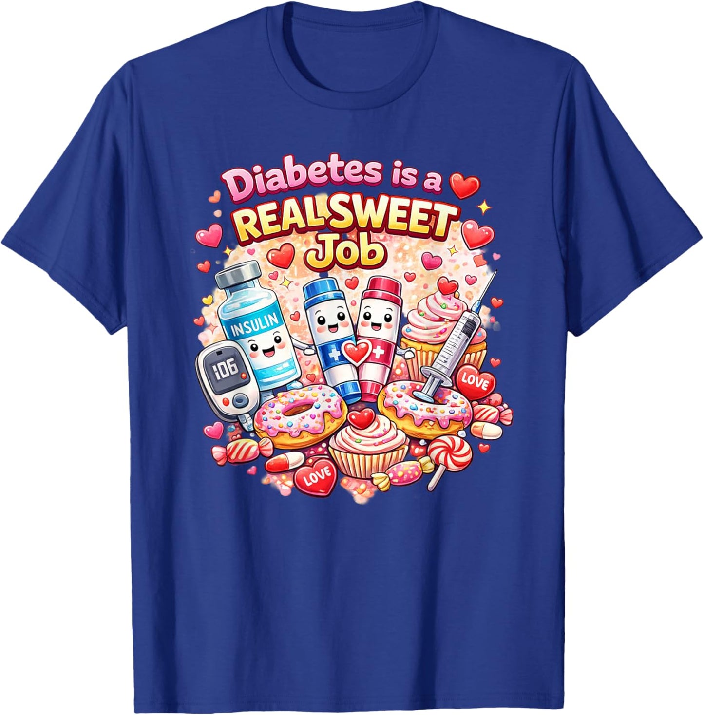 Diabetes Awareness Warrior Type 1 Type 2 Diabetes Nurse T-Shirt - T-Shirt | Royal