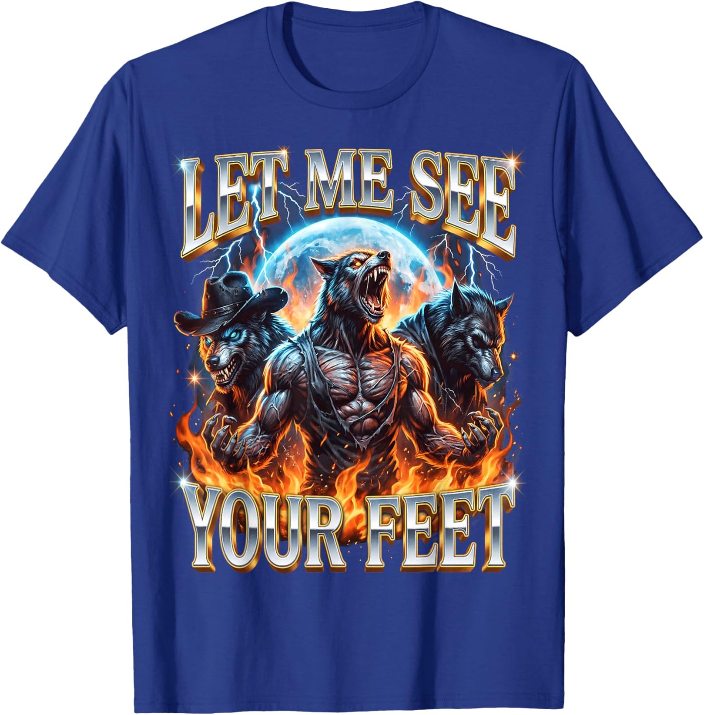 Alpha Wolf Let Me See Your Feet Funny Irony Gen Z Humor T-Shirt - T-Shirt | Royal