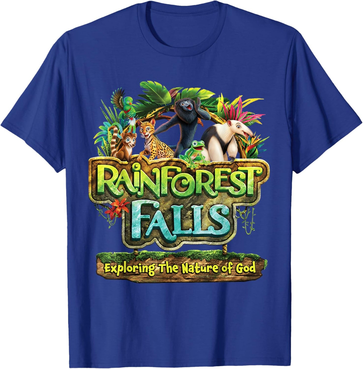 Rainforest Falls VBS 2026 Exploring The Nature of God Kids T-Shirt - T-Shirt | Royal