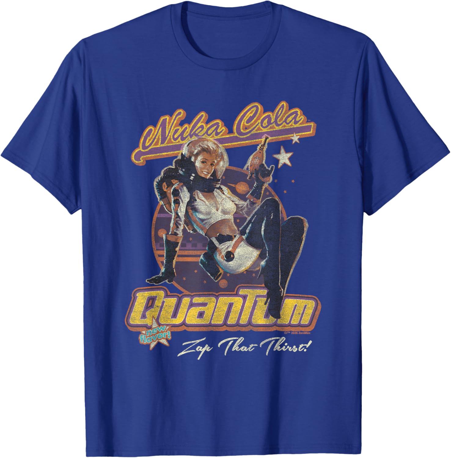 Fallout Video Game Nuka Cola Quantum Vintage Pin-Up Logo T-Shirt - T-Shirt | Royal