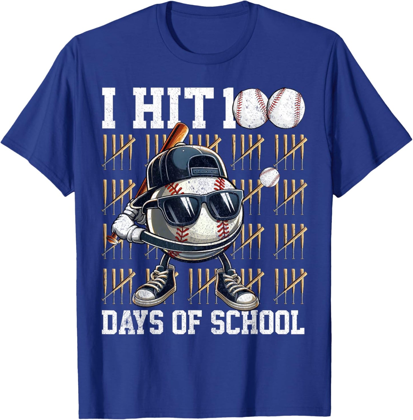 100 Days of School Boys Kids 100th Day Balls Baseball Kids T-Shirt - T-Shirt | Royal