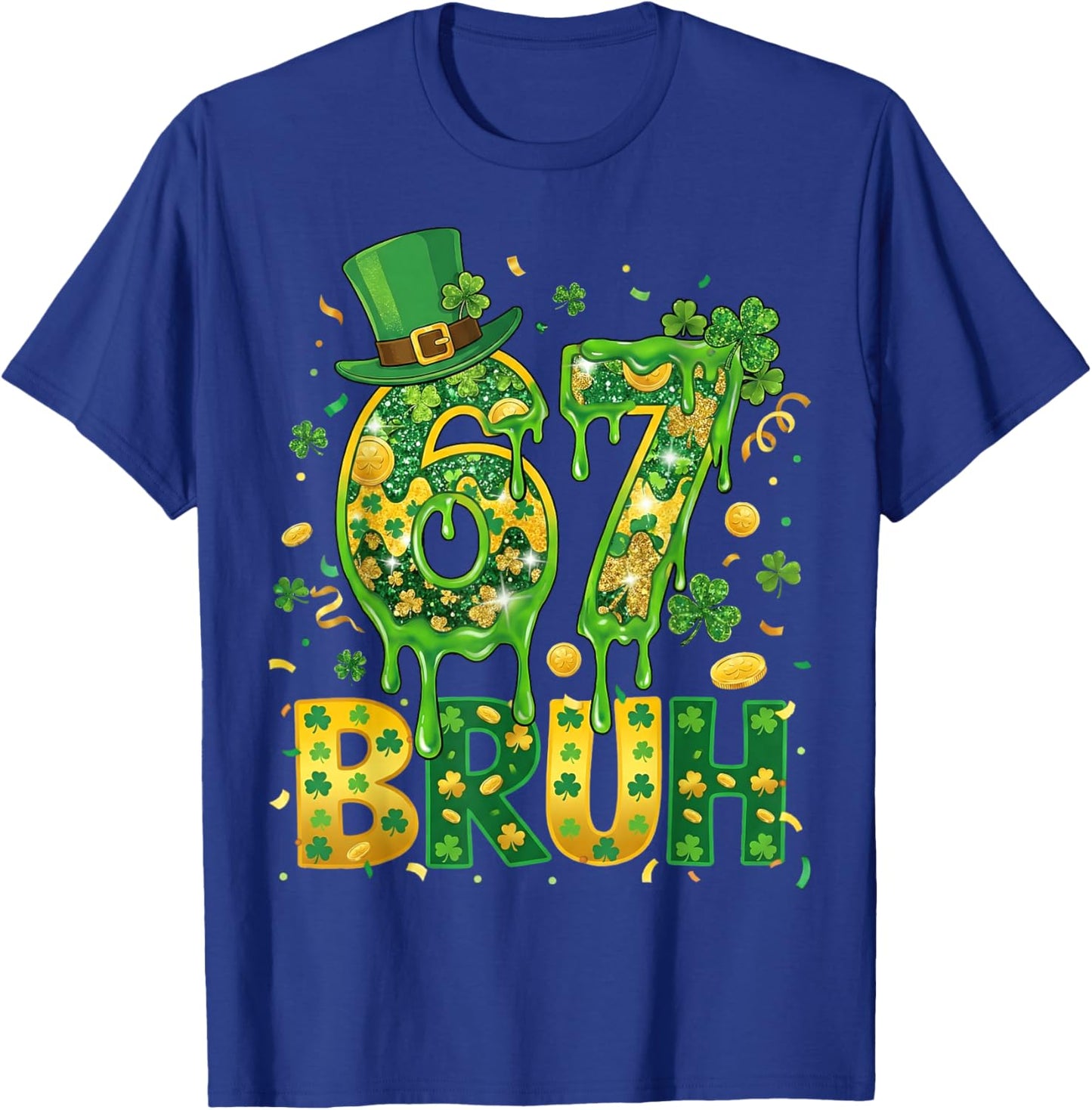 Six Seven Bruh St Patricks Day Boys Kids 67 St Paddys Day T-Shirt - T-Shirt | Royal
