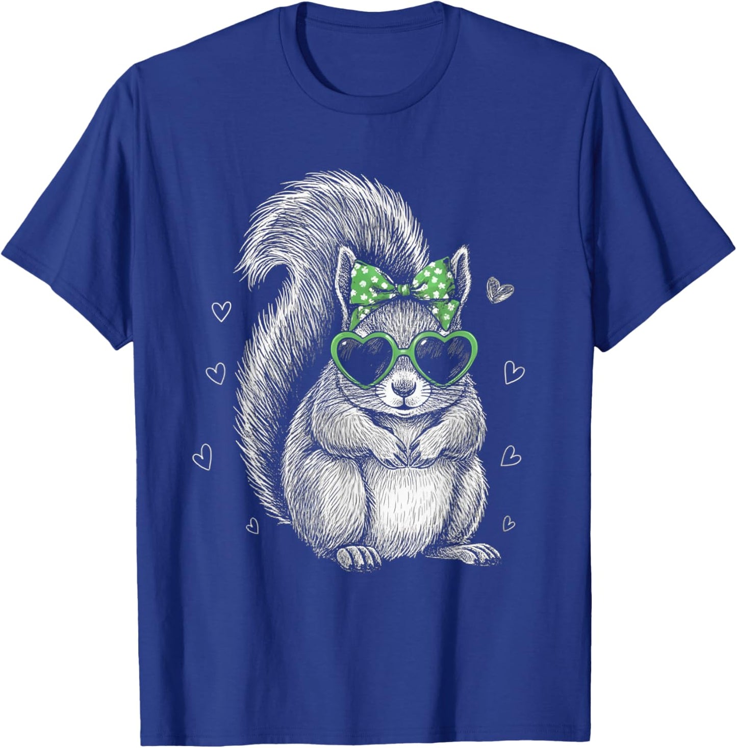 Vintage Squirrel Shamrock Coquette Bow St Patrick's Day Girl T-Shirt - T-Shirt | Royal
