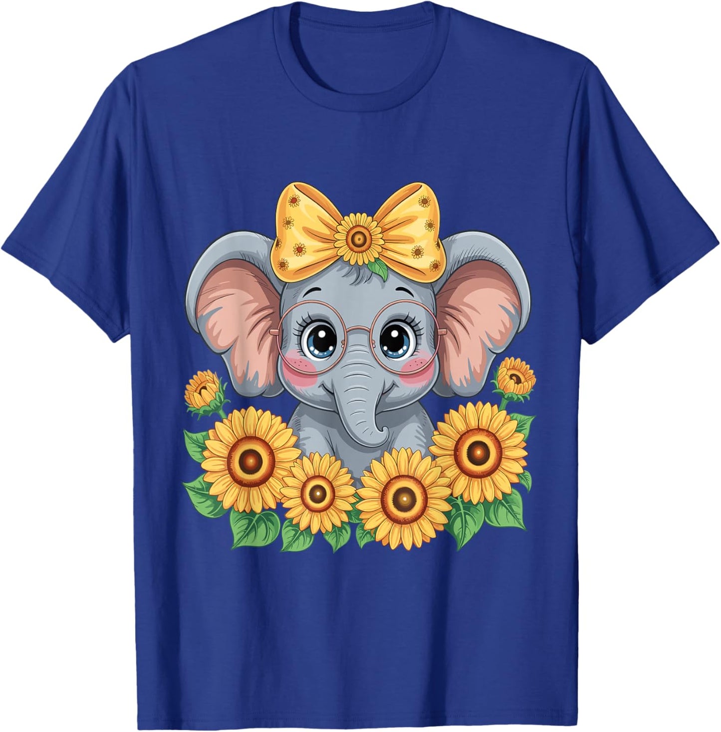 Cute Elephant Sunflower Elephant Lover Girls T-Shirt - T-Shirt | Royal