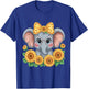Cute Elephant Sunflower Elephant Lover Girls T-Shirt - T-Shirt | Royal