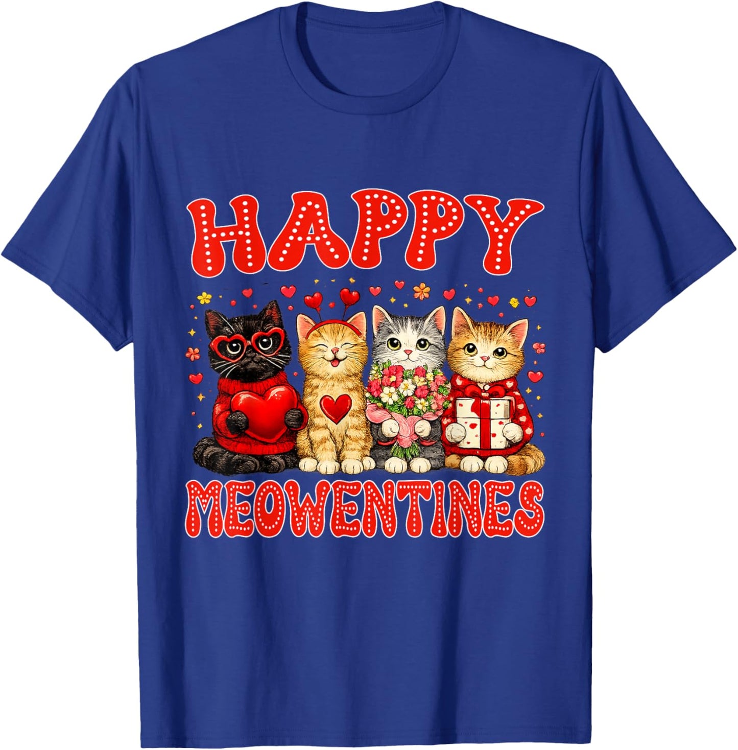 Happy Meowentines Cute Cat Valentine Men Women Kids Girls T-Shirt - T-Shirt | Royal