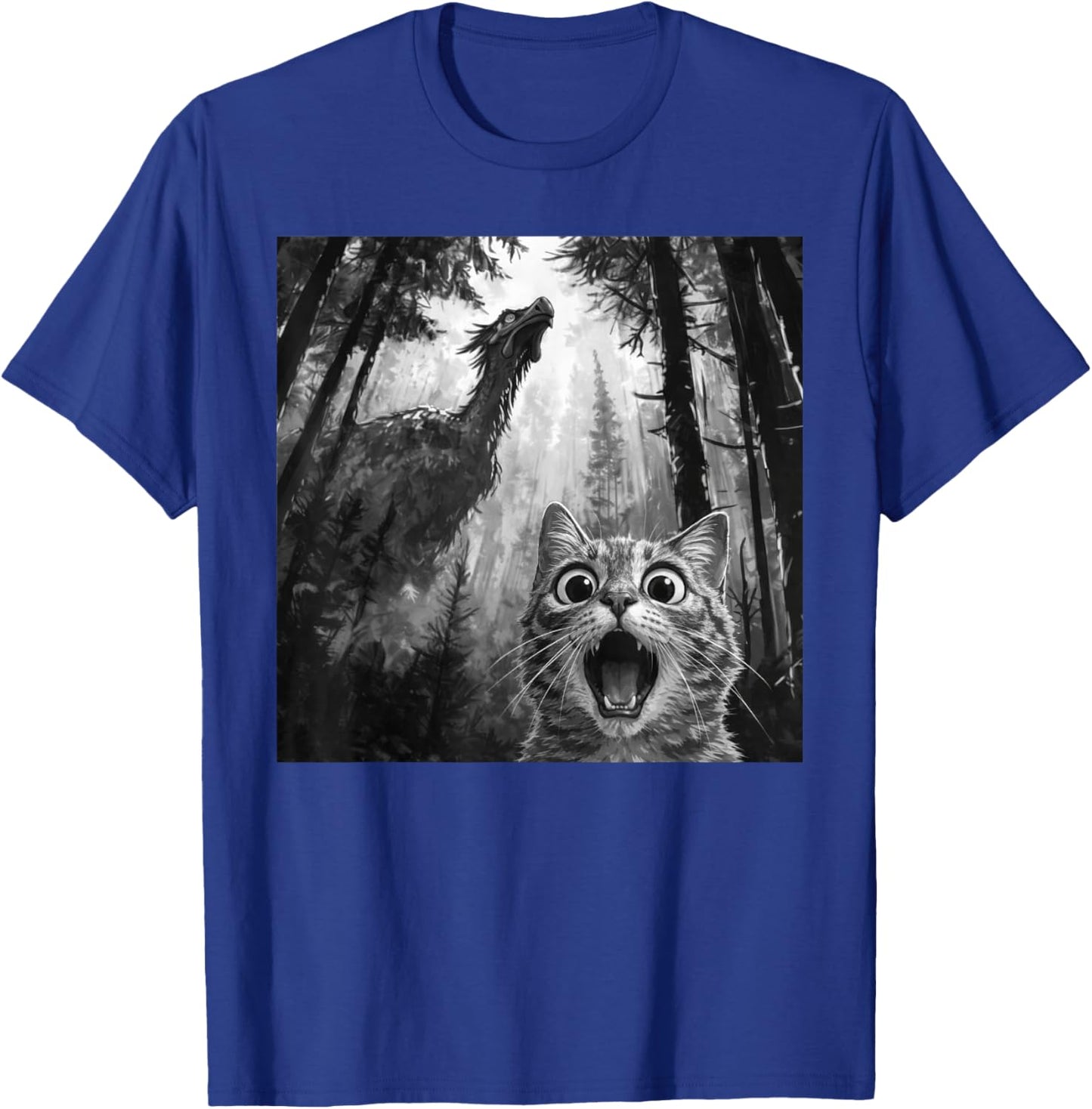 Black Cat Selfie with Dragon Funny T-Shirt - T-Shirt | Royal