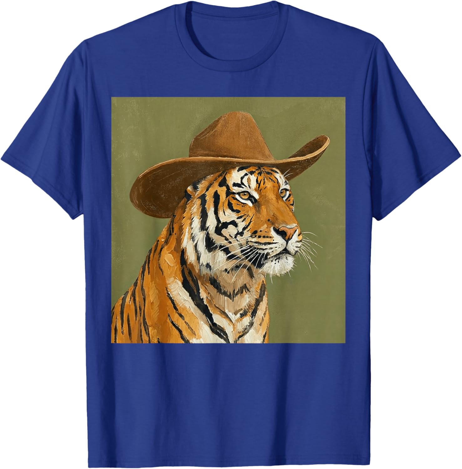 Cute Tiger Wearing a Cowboy Hat T-Shirt - T-Shirt | Royal