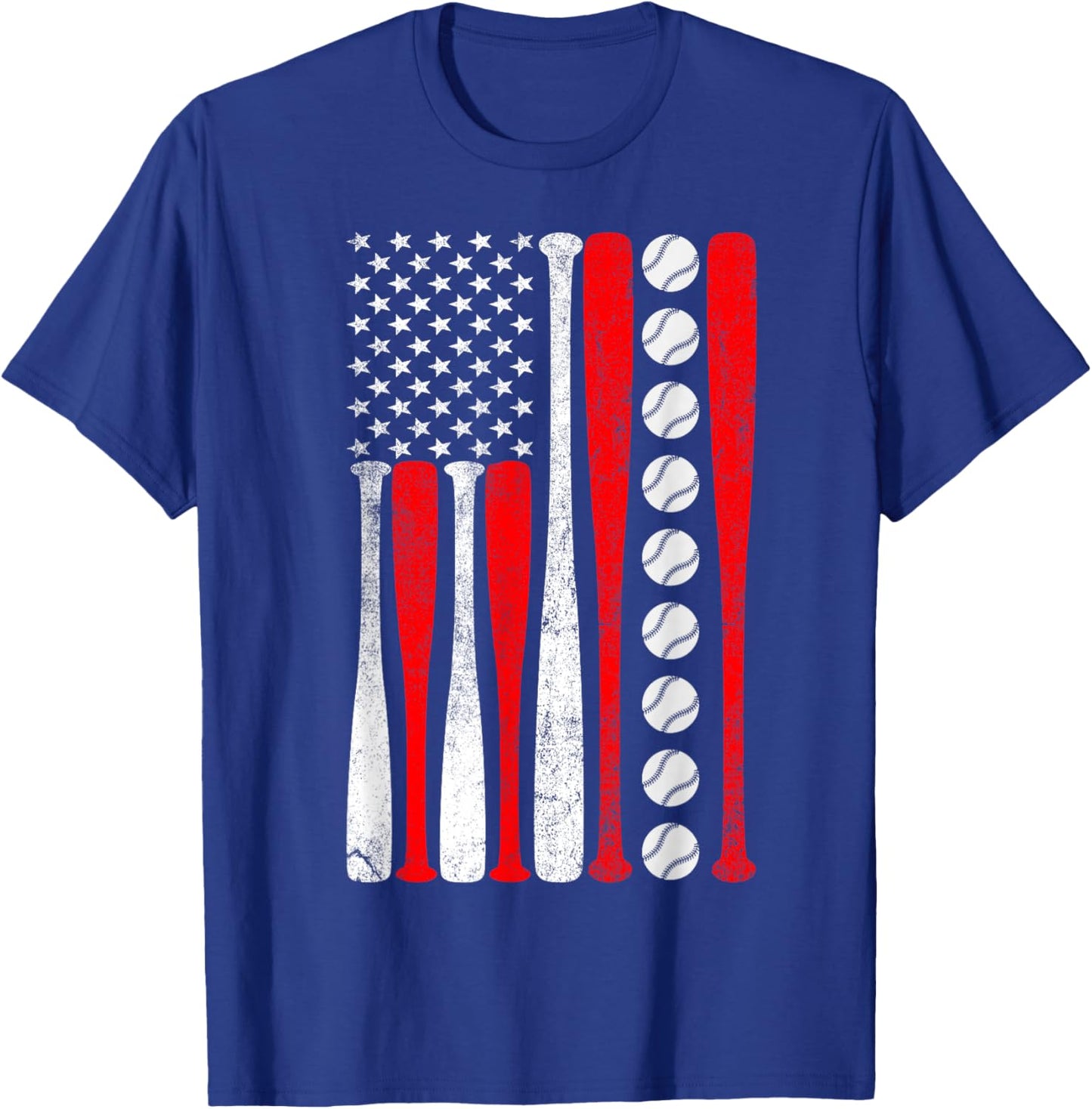 Baseball USA Flag Baseball Lover Baseball dad T-Shirt - T-Shirt | Royal
