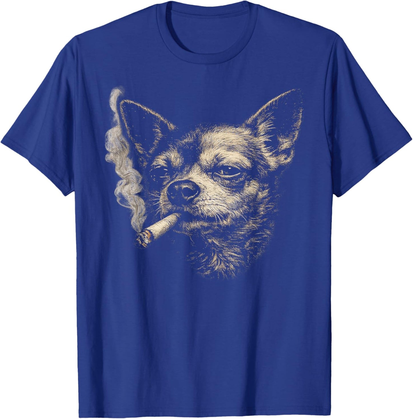 Dog Smoking Cigarette Funny Chihuahua Meme Funny T-Shirt - T-Shirt | Royal