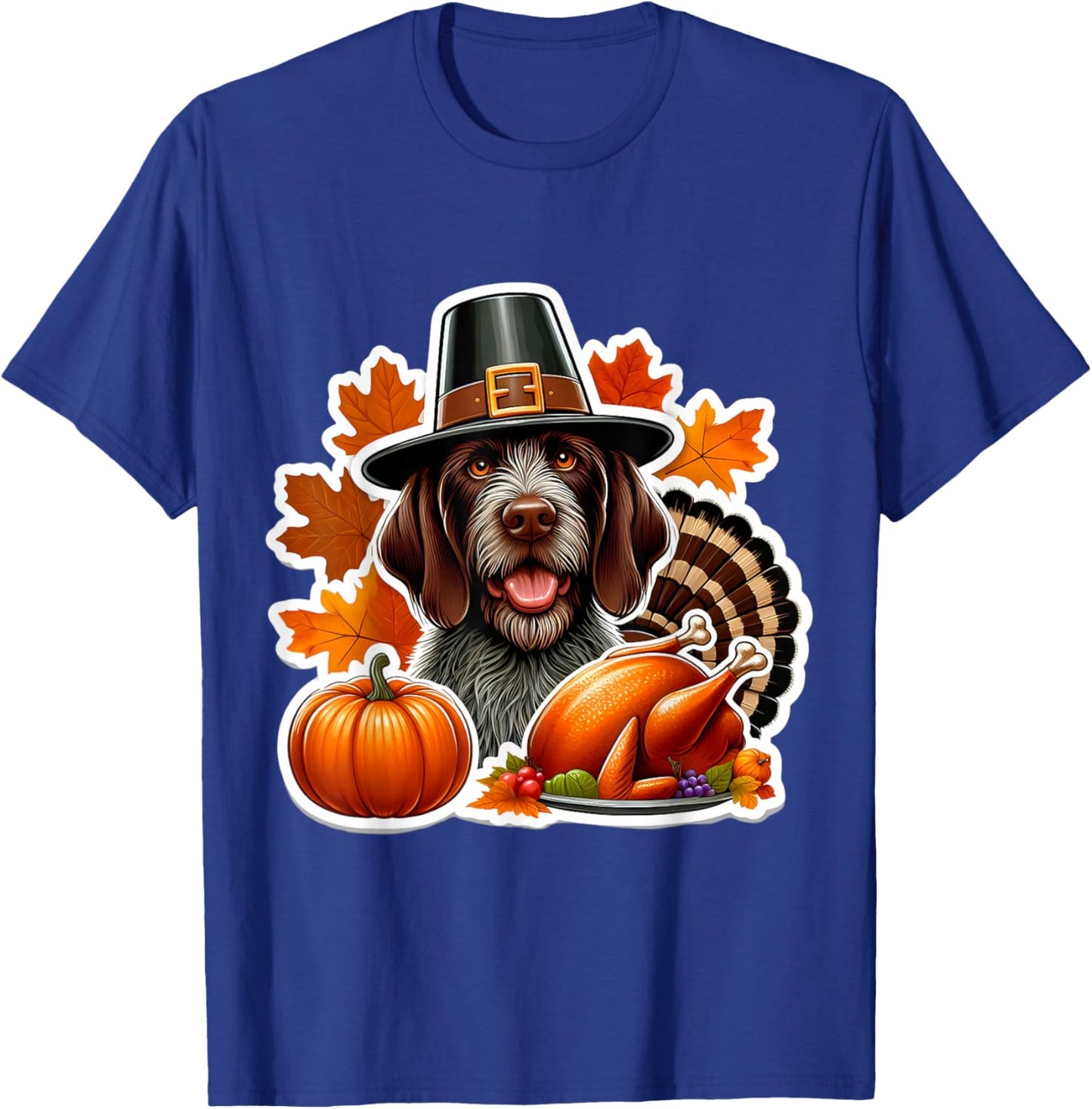 Thanksgiving German Wirehaired Pointer Dog Owner Lover Funny T-Shirt - T-Shirt | Royal