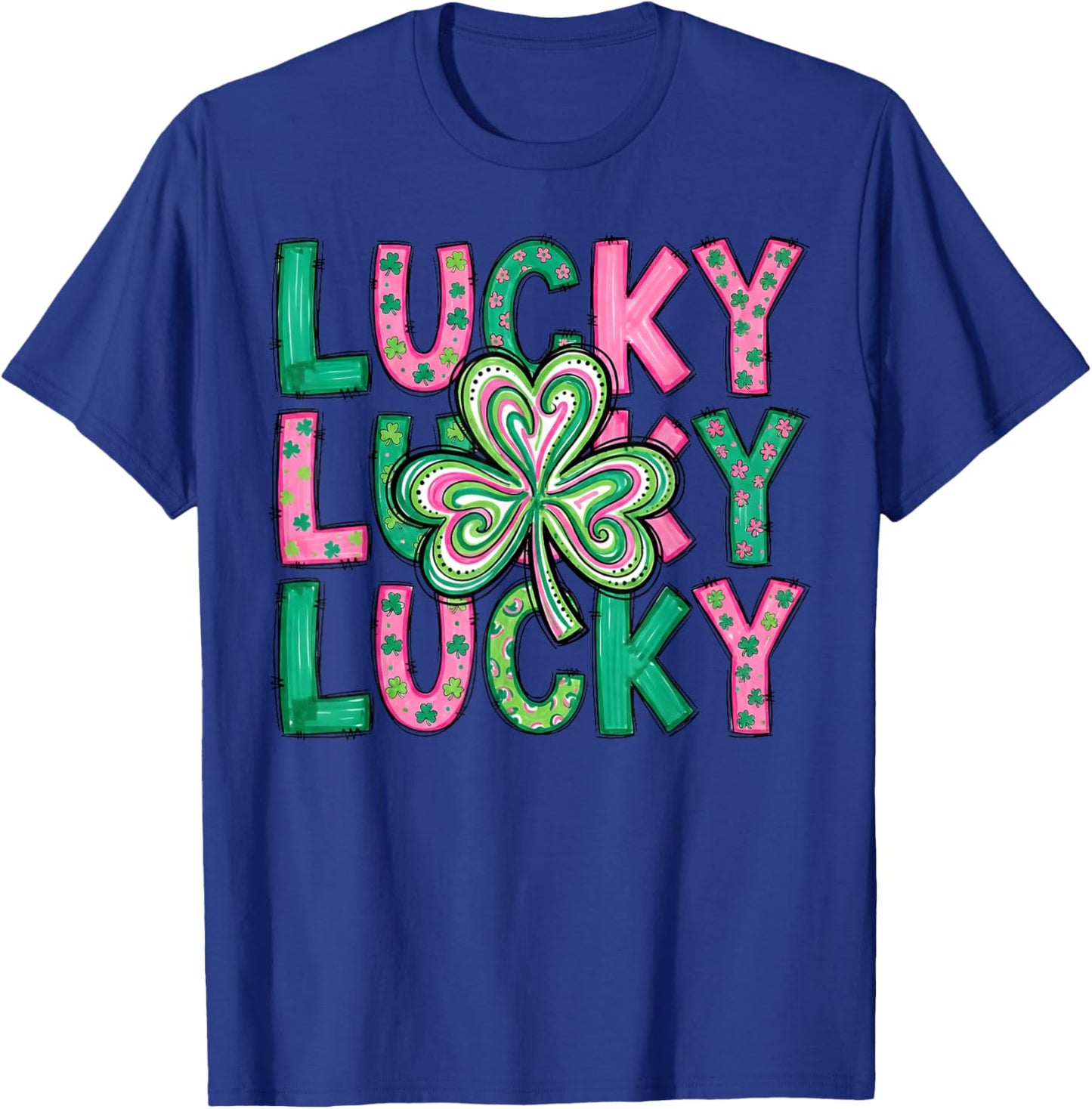 St Patricks Day Irish Pride Colorful Shamrock Lucky T-Shirt - T-Shirt | Royal