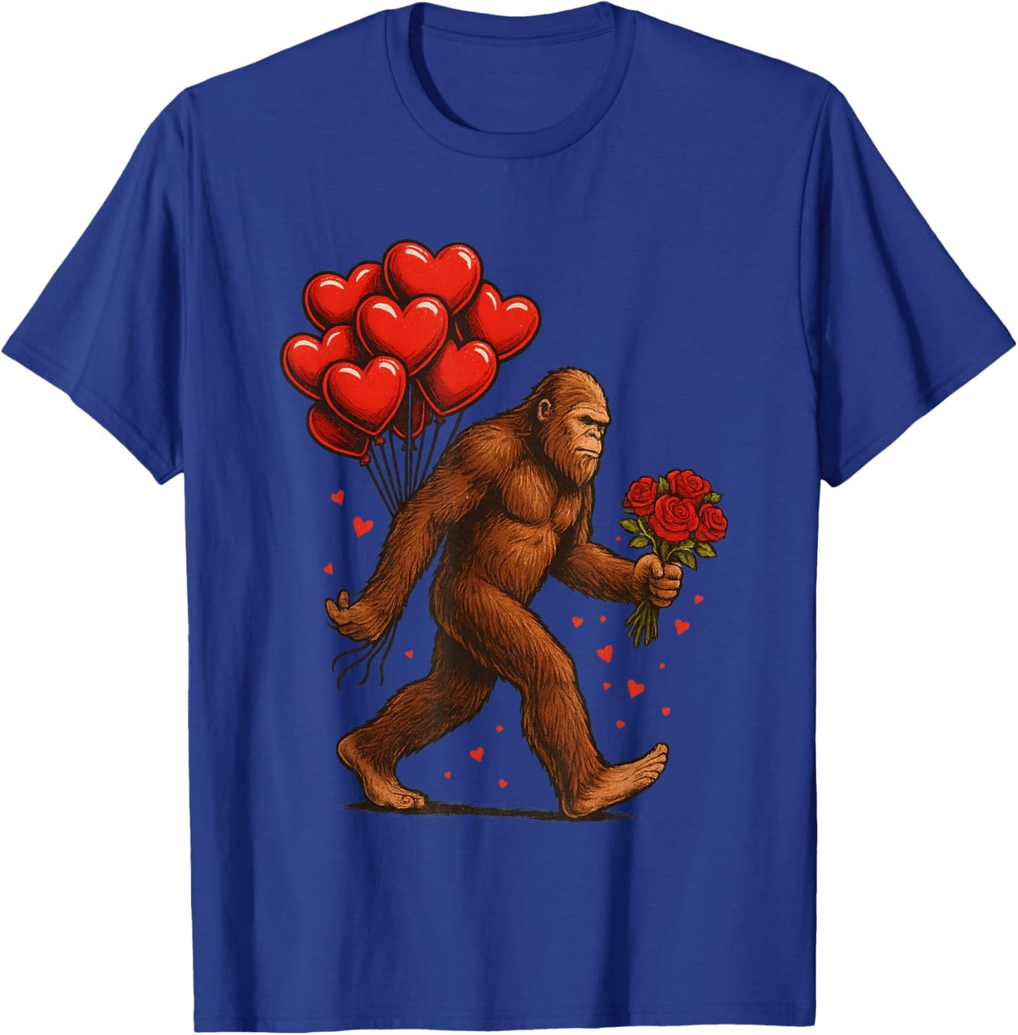Bigfoot Valentines Day Funny Sasquatch Hearts Love T-Shirt - T-Shirt | Royal