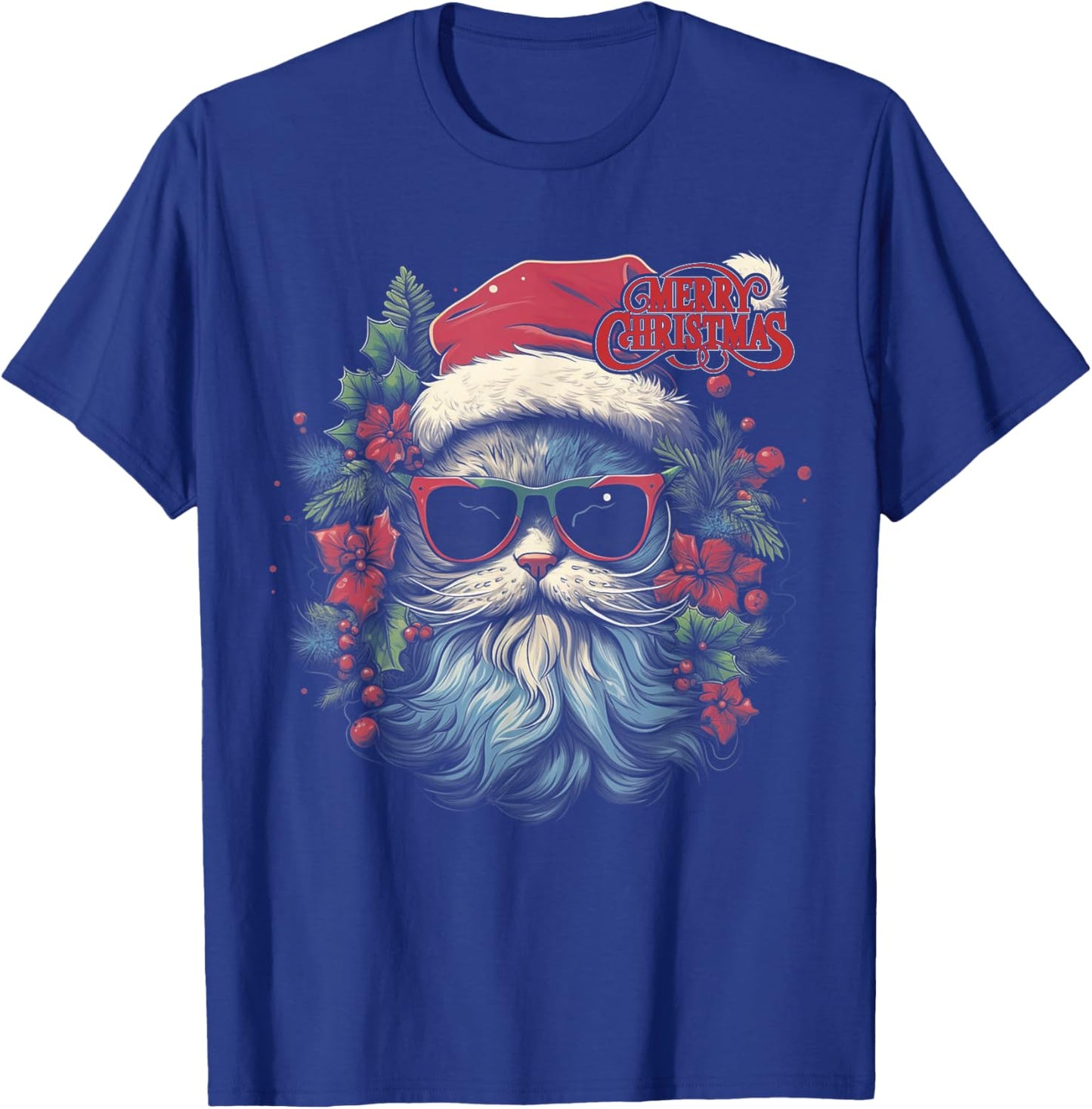 Cat - Christmas Funny Santa Holiday Men Women T-Shirt - T-Shirt | Royal