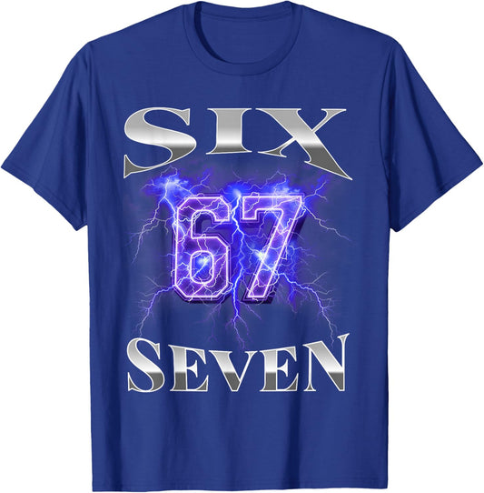Six Seven 67 Meme Bootleg Style 90s 80s Alpha Gen Slang T-Shirt - T-Shirt | Royal