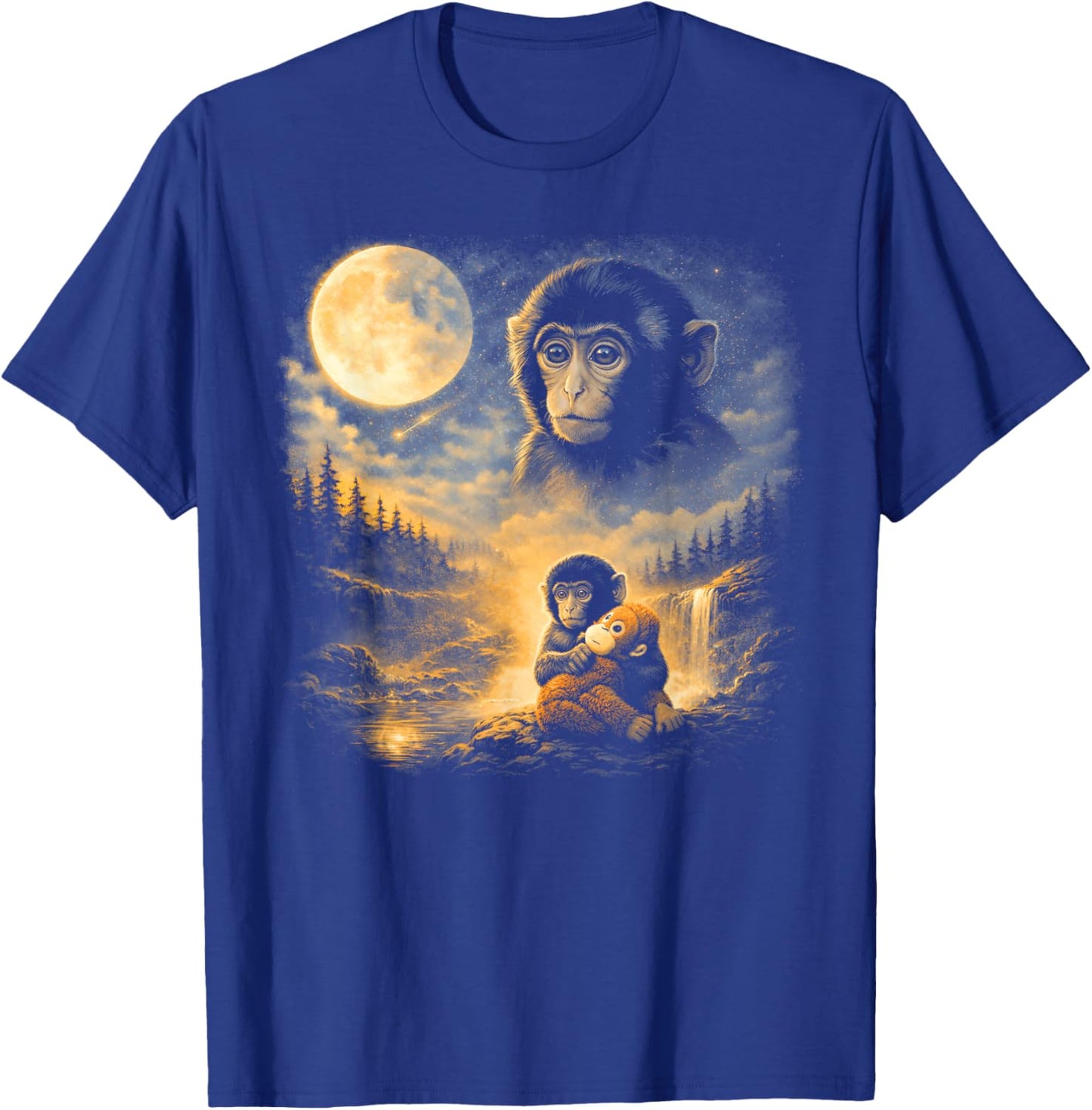 Punch Monkey Moon 90s Retro Animal Vintage T-Shirt - T-Shirt | Royal