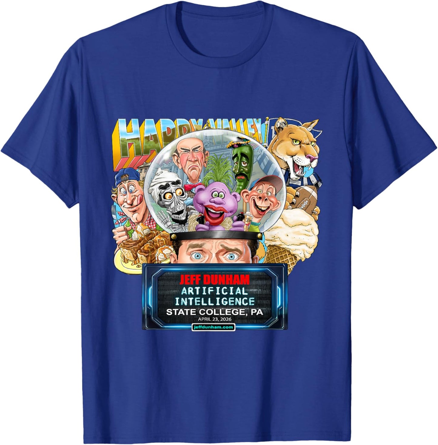 Jeff Dunham State College, PA (2026) T-Shirt - T-Shirt | Royal
