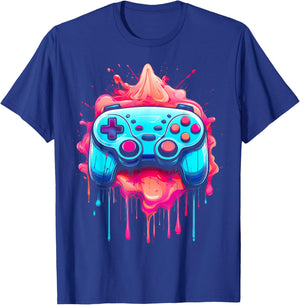 Colorful Gaming Controller Splatter Art T-Shirt - T-Shirt | Royal