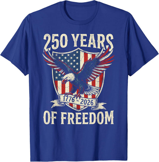 250 Years America Anniversary 250th Independence Day US Flag T-Shirt - T-Shirt | Royal
