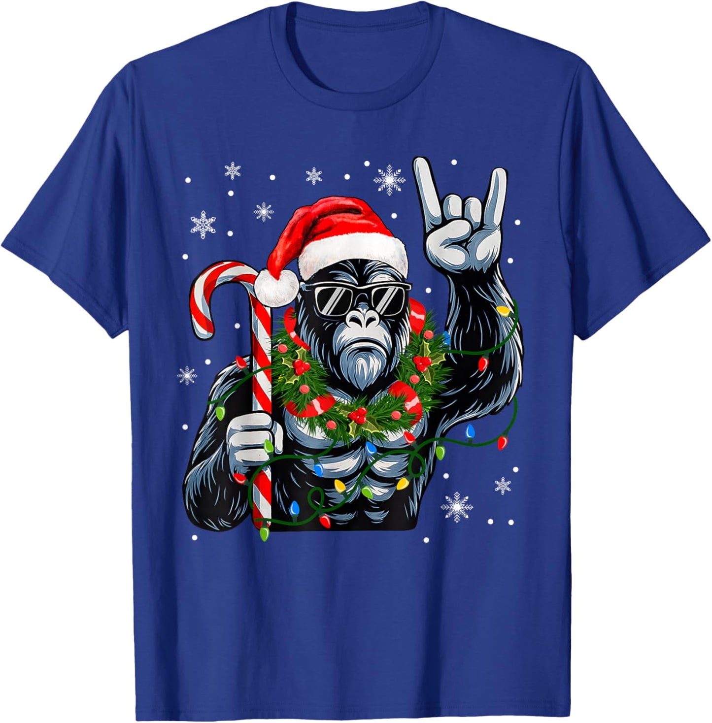 Funny Bigfoot Rock On Pajamas Pjs Christmas Xmas Men Boy T-Shirt - T-Shirt | Royal
