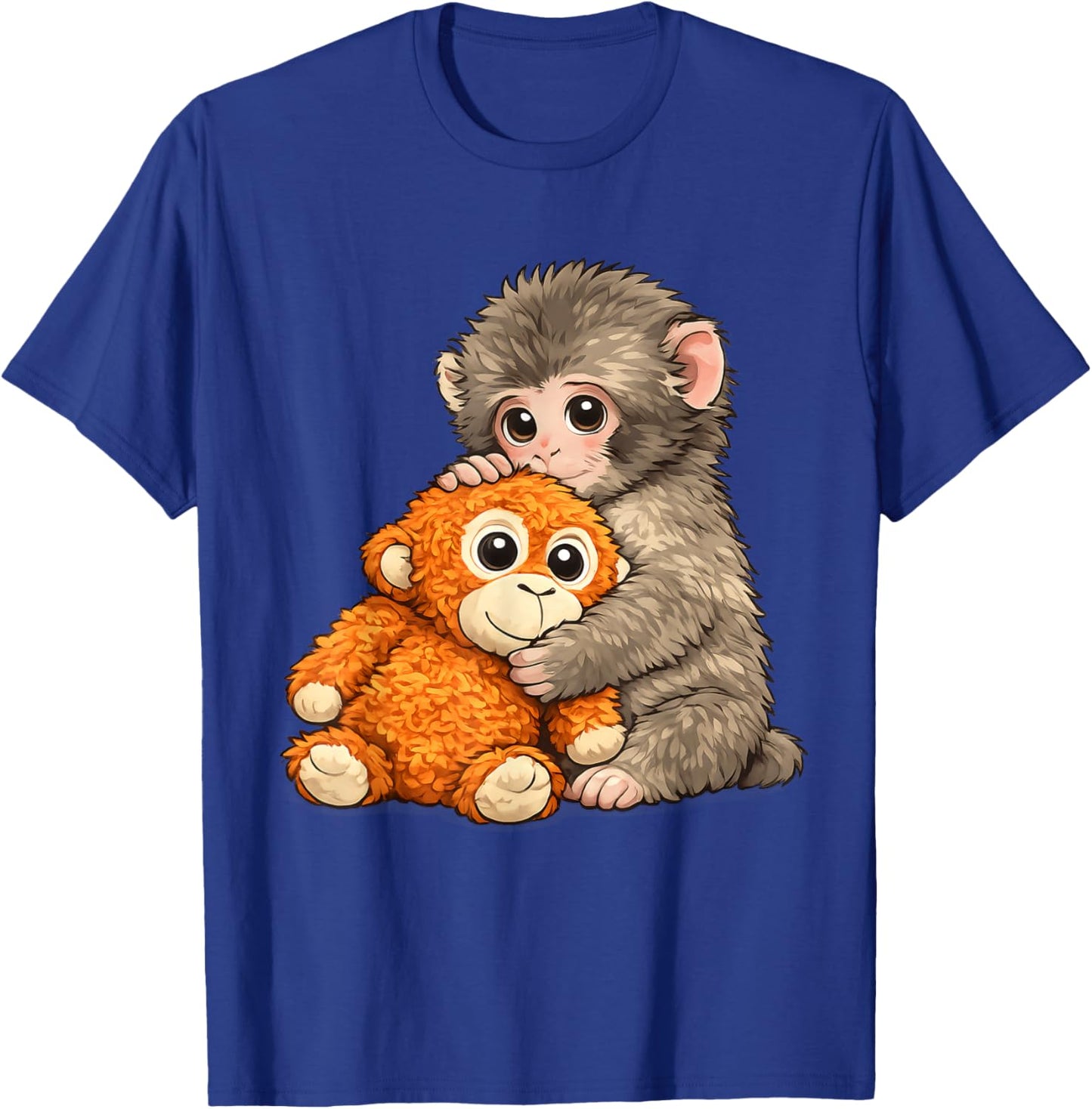 Viral Internet Meme Punch Monkey with Teddy Bear Cuddling T-Shirt - T-Shirt | Royal