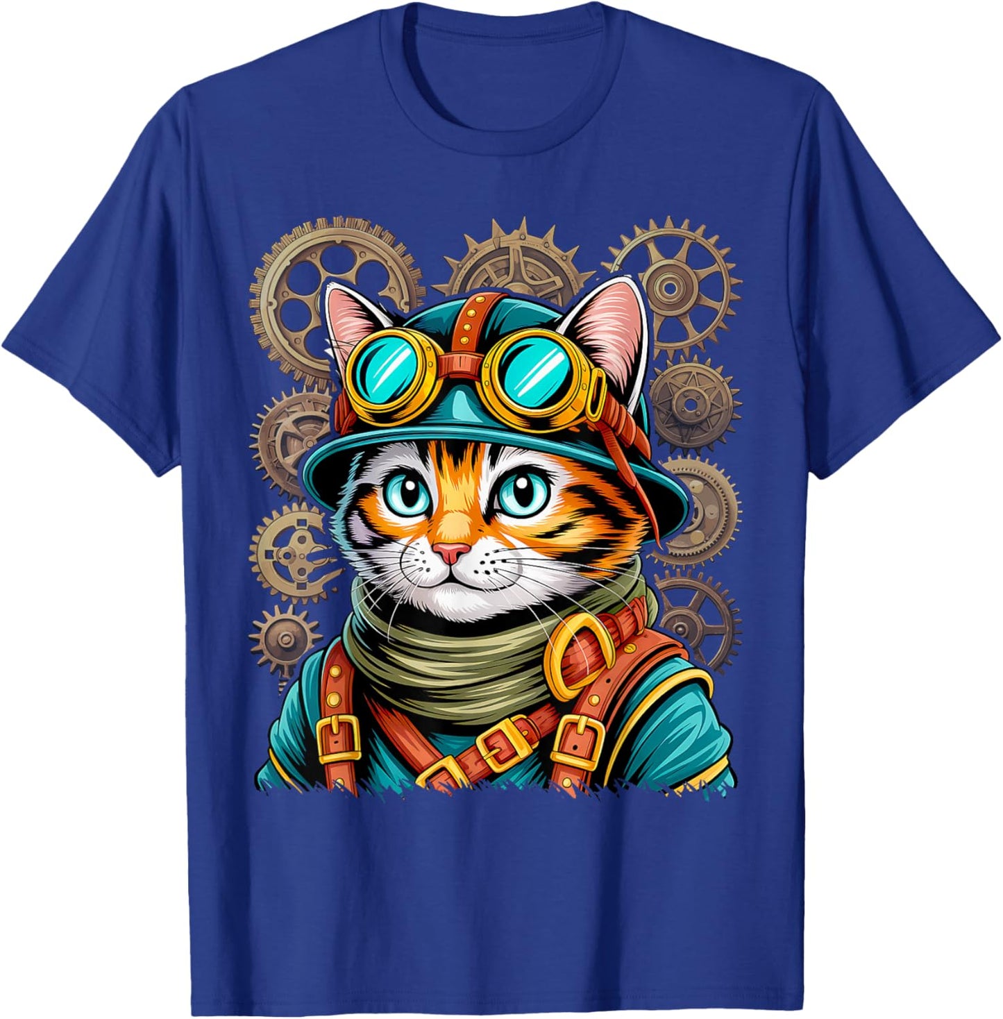 Steampunk Cat Kitty Kitten Steam Punk T-Shirt - T-Shirt | Royal