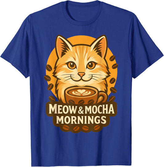 Cats and Coffee Cat T-Shirt - T-Shirt | Royal